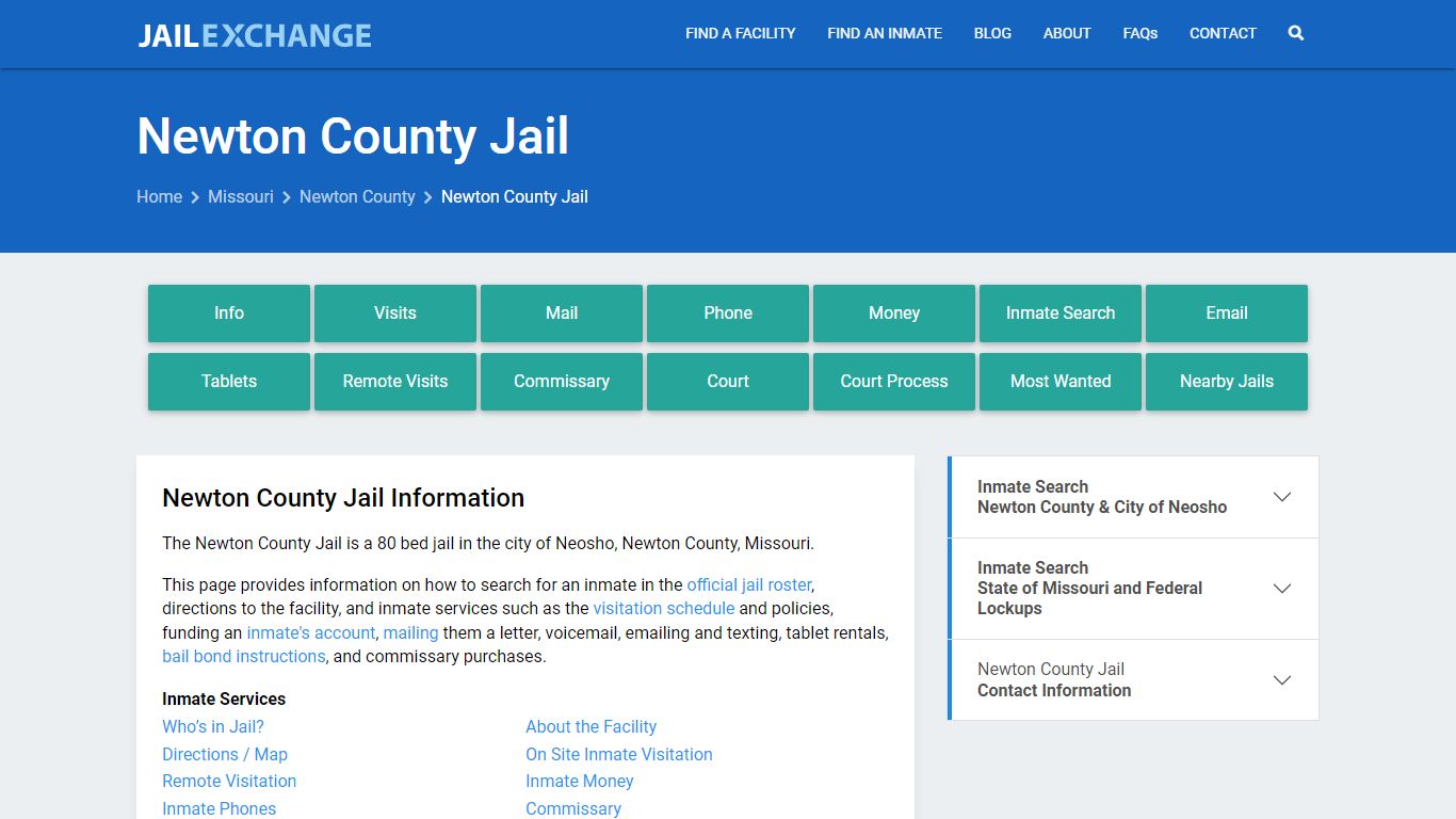 Newton County Jail, MO Inmate Search, Information